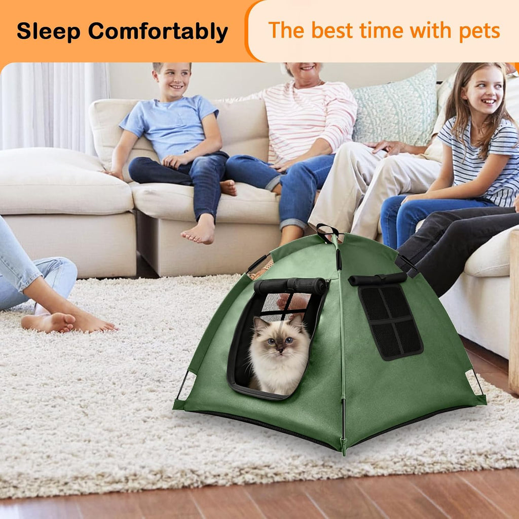 Portable Pet Tent, Full-Enclosure Zippered Mesh, Indoor & Outdoor