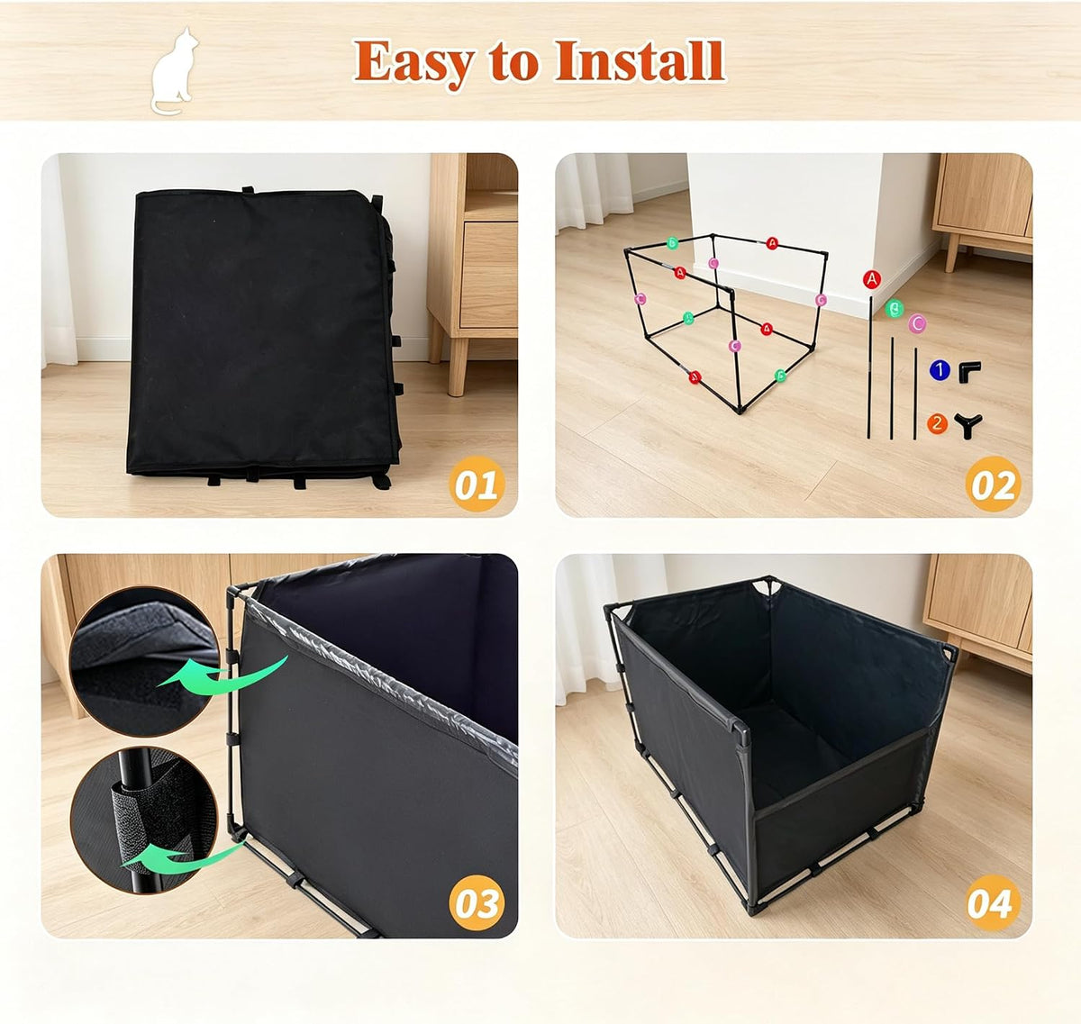 Medium Cat Litter Box Enclosure with High Front Splash Guard