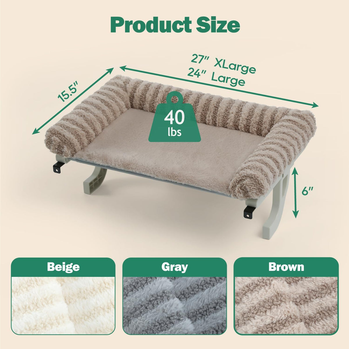 Zakkart Mellow 3-Sided Cat Perch for Windowsill, Dual-Mount (Brown, L)
