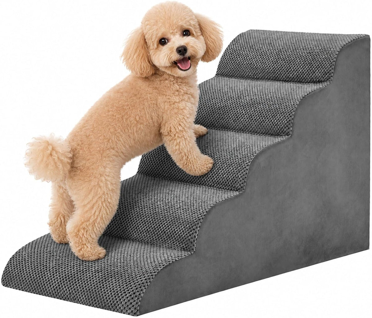 5-Step Dog Stairs for Large Dogs and Cats, 22in H Dog Steps, Gray