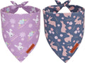 ADOGGYGO Easter Dog Bandanas, Reversible Bunny Floral Pet Scarf, Multi Size Offered, Rabbit Easter Bandana for Medium Large Dogs Pets (Large)