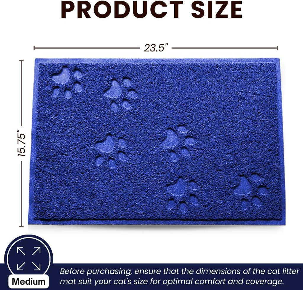 Andalus Medium Cat Litter Mat, Pack of 2 - Waterproof, Non-Slip & Easy to Clean Cat Litter Box Mat for Extra Efficient Pet Litter-Trapping, Blue (23.5” X 15.75”)