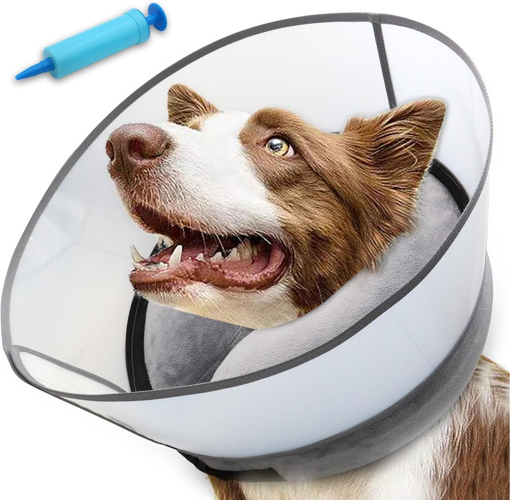 Inflatable Dog Cone Collar,Soft Elizabethan Anti-Lick Pet Recovery Collar