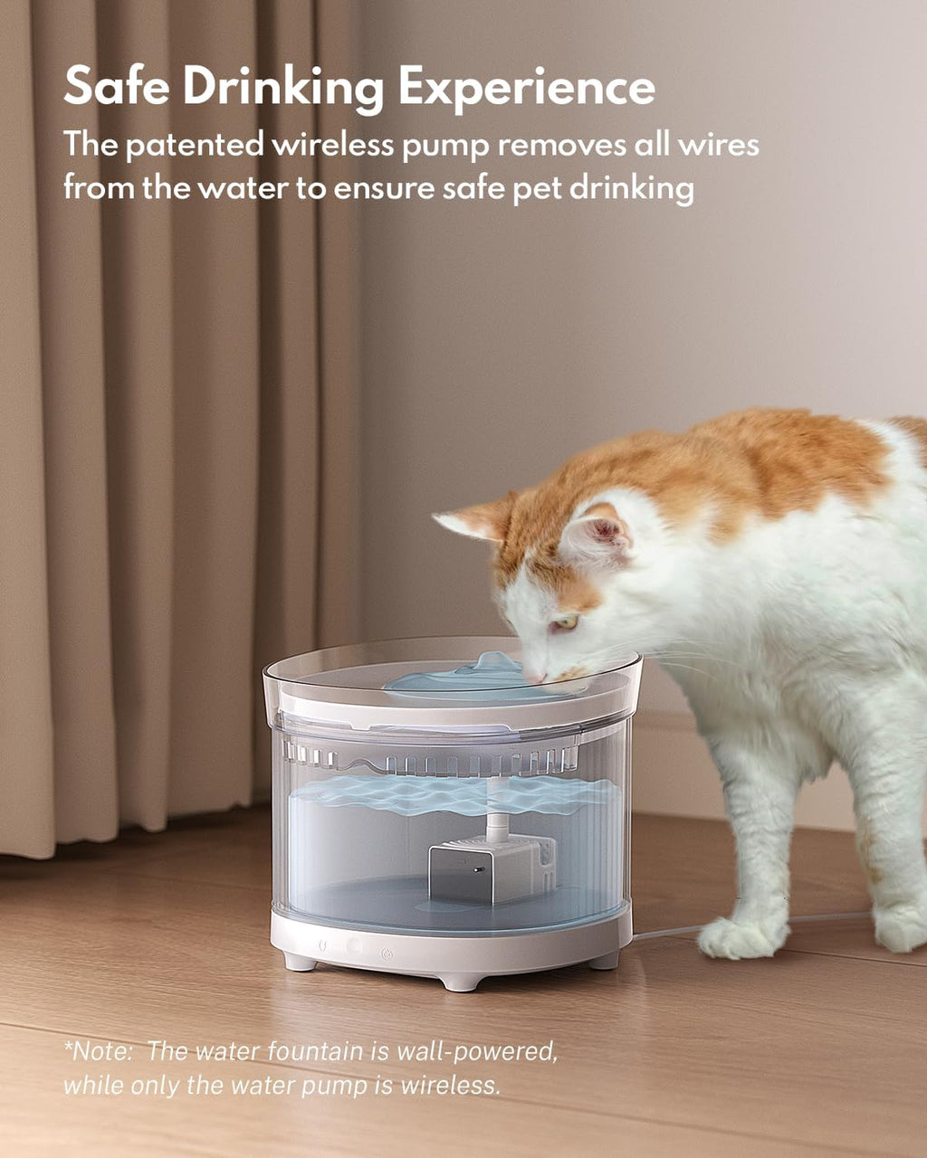 HomeRunPet Cat Water Fountain Porcelain-Tray with Wireless Pump, 68oz