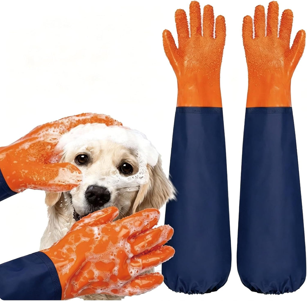 YOFANG 27.2" Long Sleeve Pet Grooming Bathing Gloves Anti-Scratch