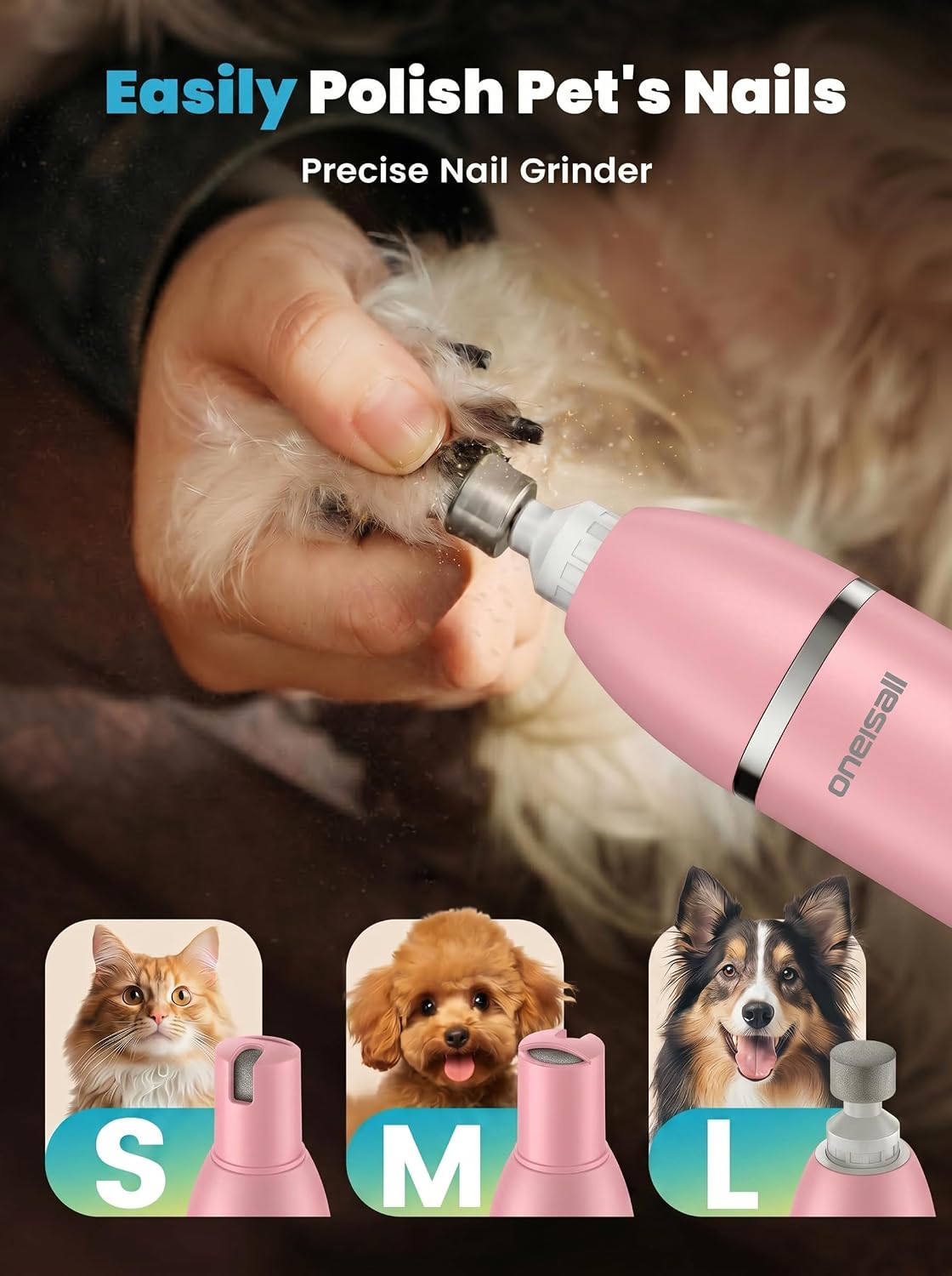oneisall 4 in 1 Dog Grooming Kit with LCD Display Pink