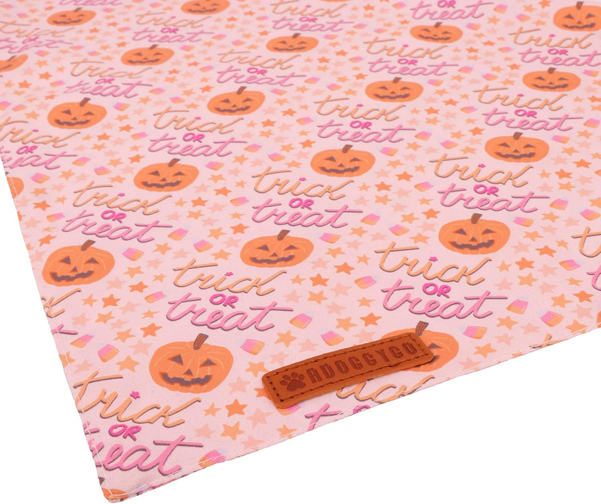 ADOGGYGO Pink Halloween Dog Bandanas Girl, Ghost Pumpkin Dog Scarf, Small