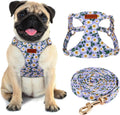 CHEDE No Pull Floral Pattern Dog Harness- Lightweight and Soft Harness, Adjustable Small Dog Harness and Leash Set, with Dog Leash, Suitable for Puppy Small and Medium-Sized Dog (S, Purple Daisy)