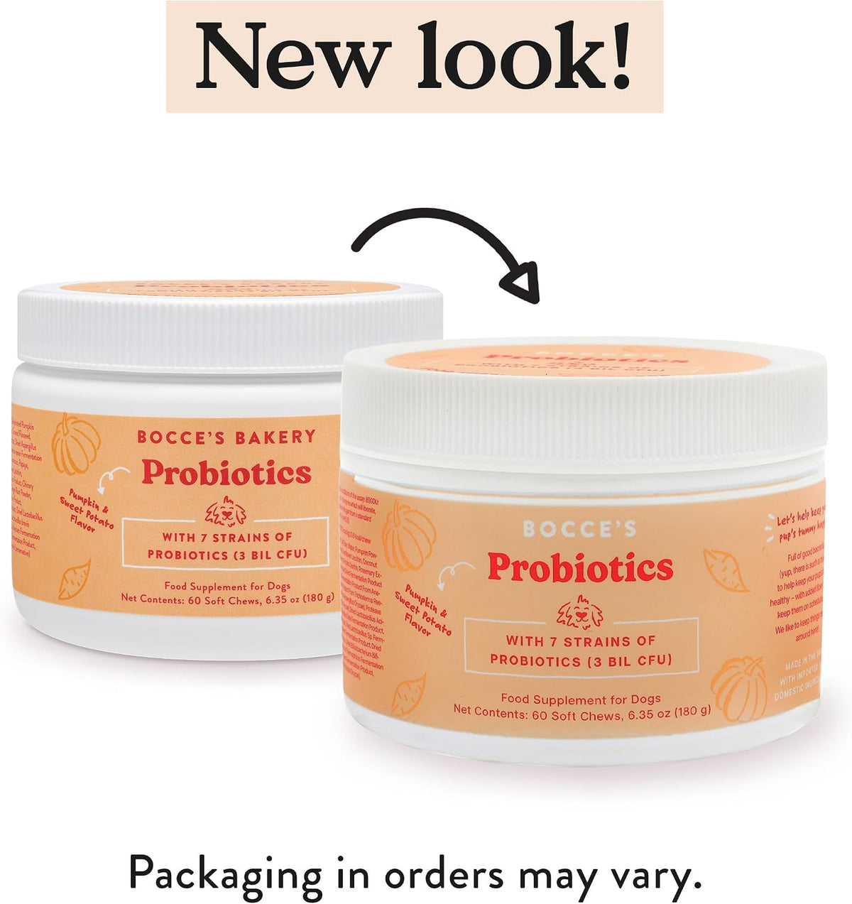 Bocce's Bakery Probiotic Supplement Chews, Pumpkin & Sweet Potato (60 ct)