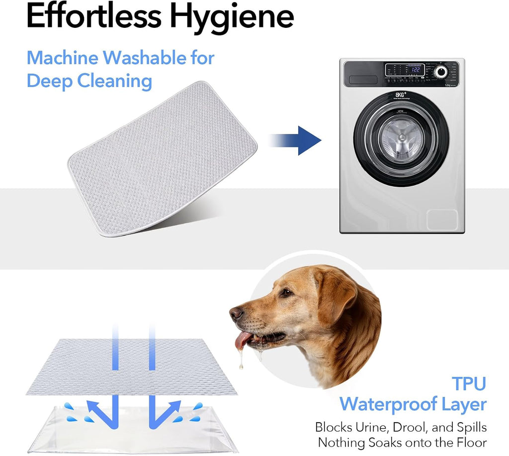 Large Dog Mat 46"x36", Washable Waterproof Non-Slip Thin Pad, L