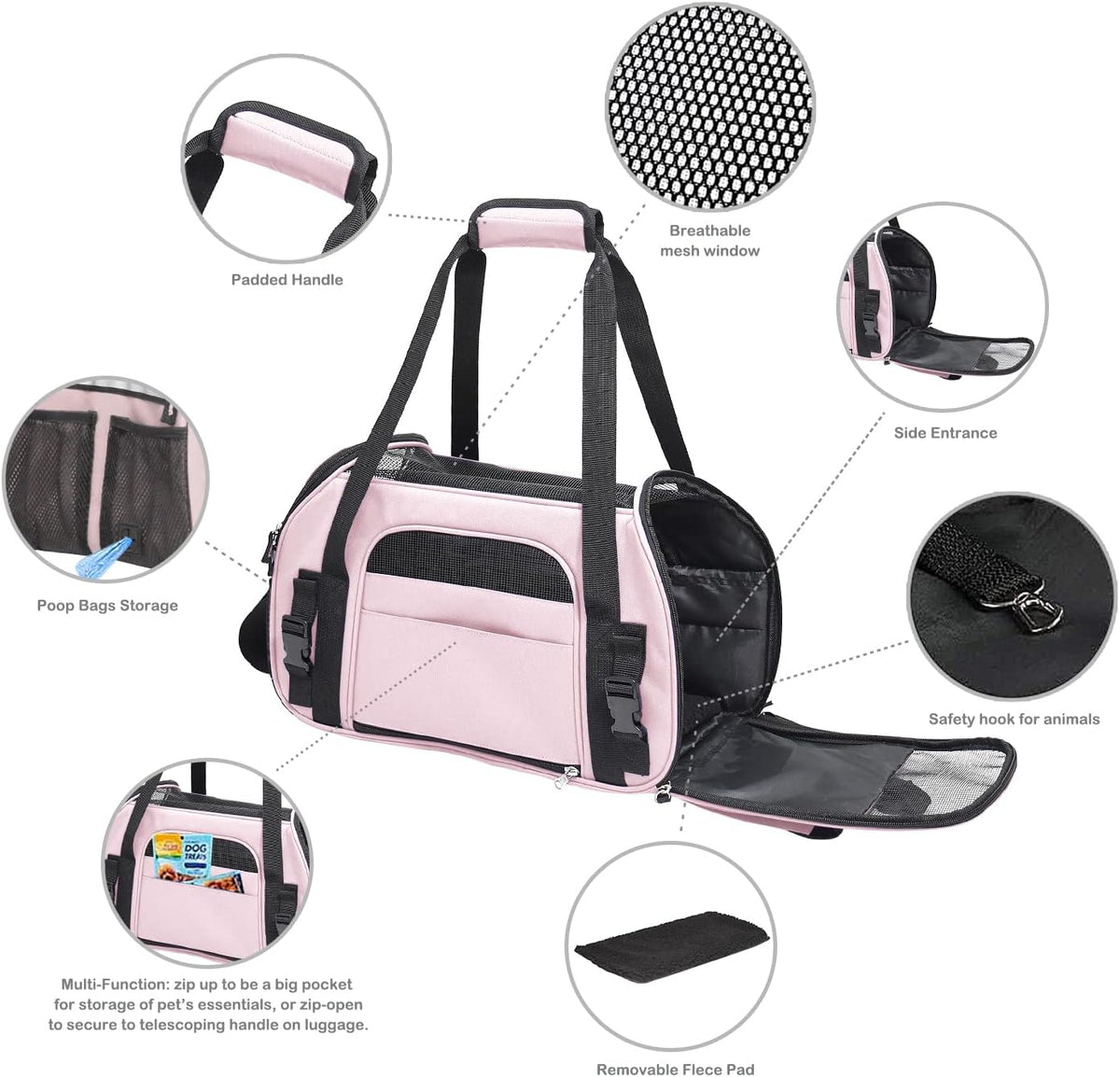 JESPET Soft-Sided Airline-Approved Dog & Cat Carrier Travel Bag