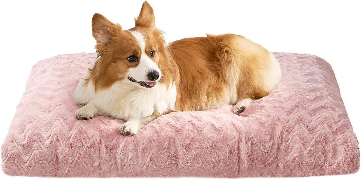 EHEYCIGA Washable Large Dog Bed for Crate, 35x23 Inch Pet Bed, Pink