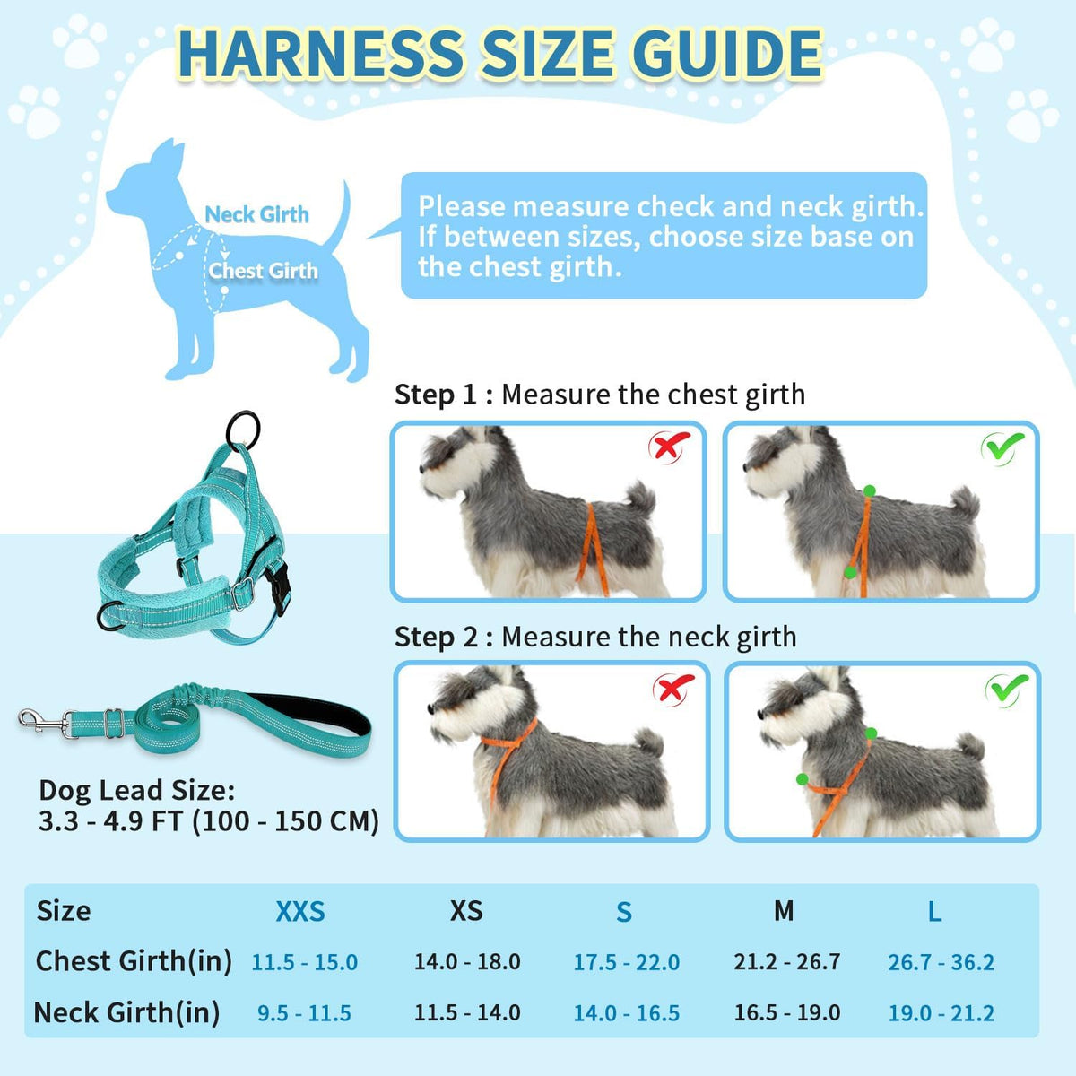 SlowTon No Pull Small Dog Harness and Leash Set with Front Clip