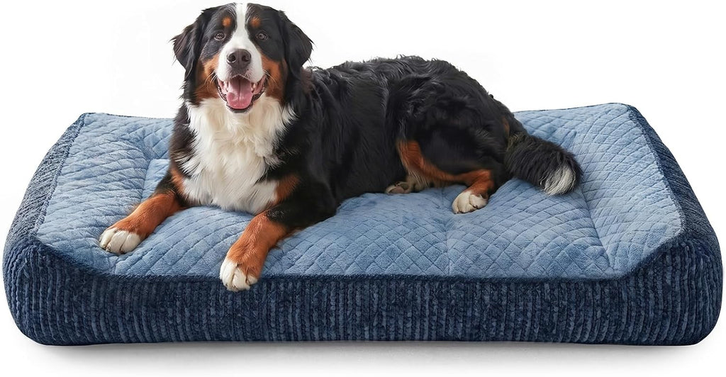 JOEJOY XL Orthopedic Dog Bed for Large Dogs - Extra Thick Foam Pet Bed Sofa with Bolster Sides, Large Sized Dog Couch Bed with Removable Washable Cover, Non-Slip Bottom, Blue (45"x32")