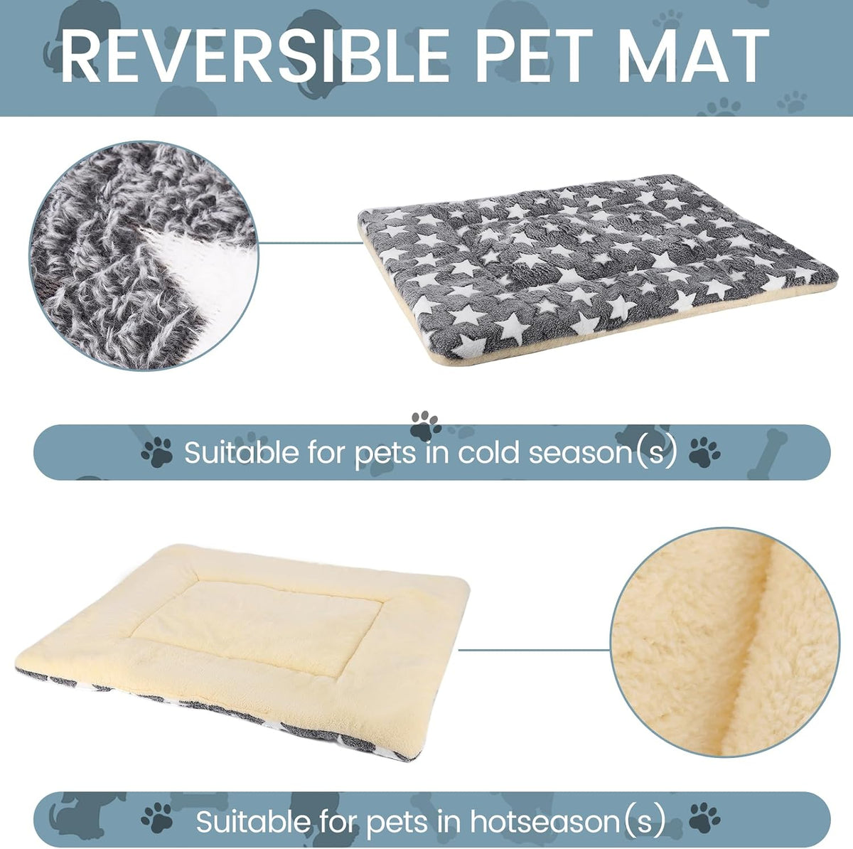Dog Bed Pet mat Dog Box mat Machine Washable Grey (39x28x1.5in)