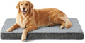 JOEJOY XL Dog Beds Large Sized Dog, Orthopedic Big Dogs Crate Bed with Washable Removable Cover, Extra Thick Egg-Crate Memory Foam Pet Beds up to 80 lbs, Light Grey, 41"x27"