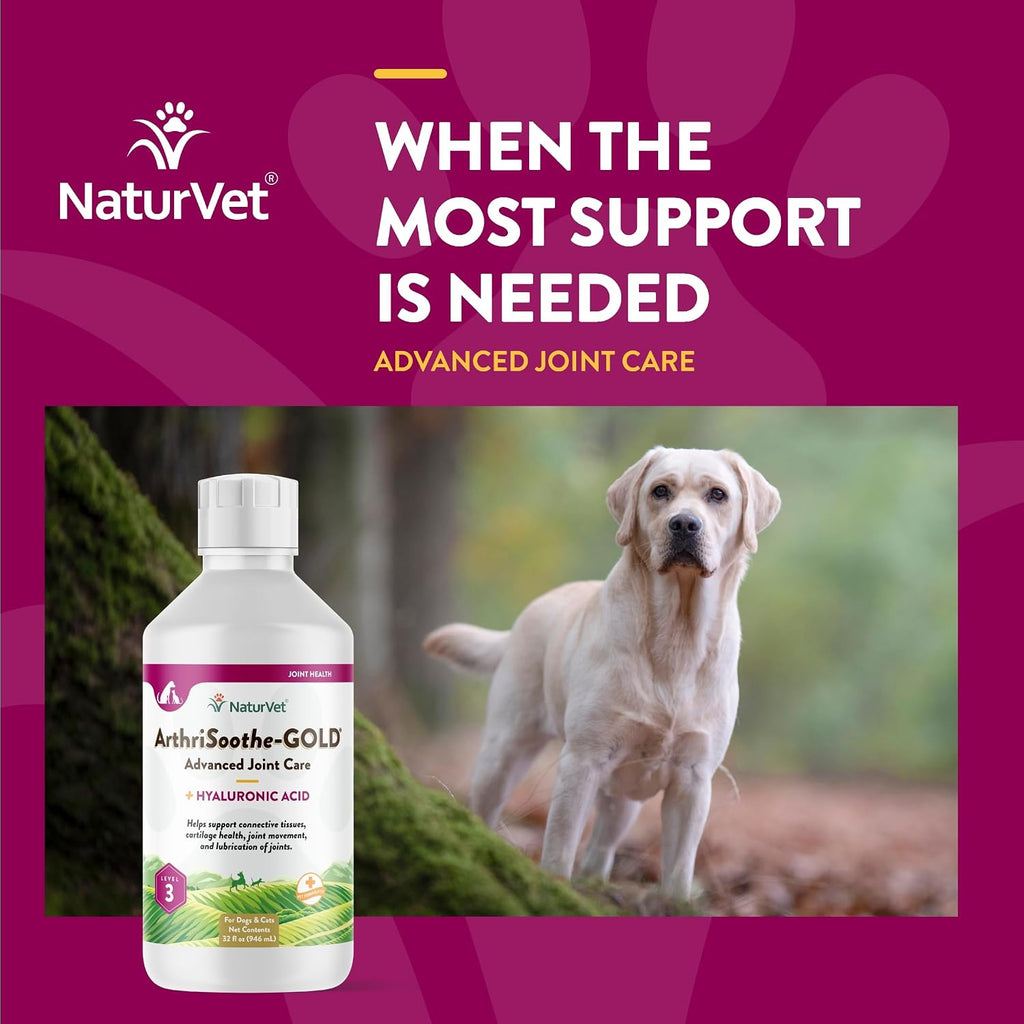 NaturVet ArthriSoothe-Gold Level 3 Advanced Joint Care for Dogs - 32 oz