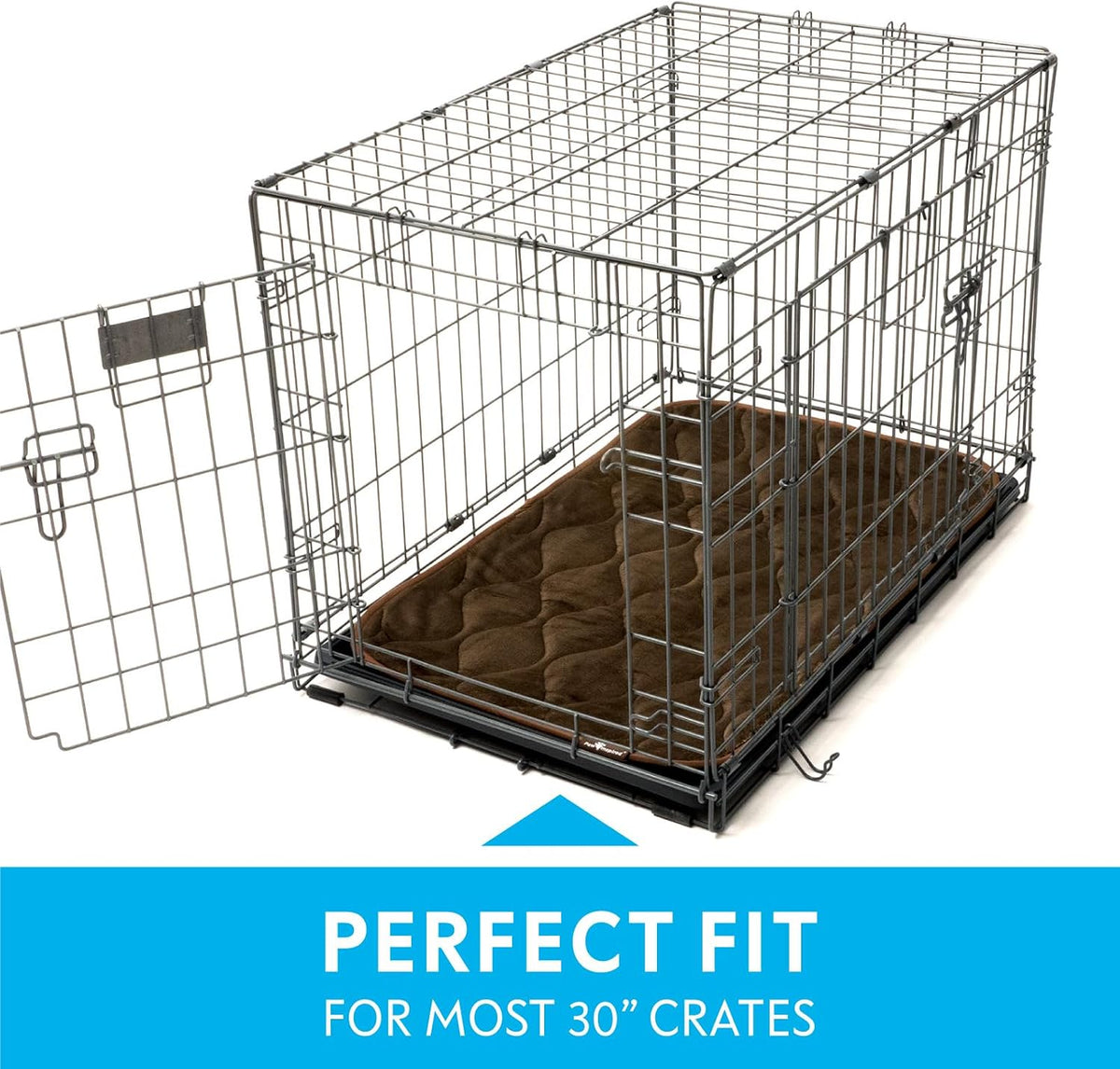 Paw Inspired Washable Padded Crate Mats for Dogs, Dark Brown, 29x18 Inch