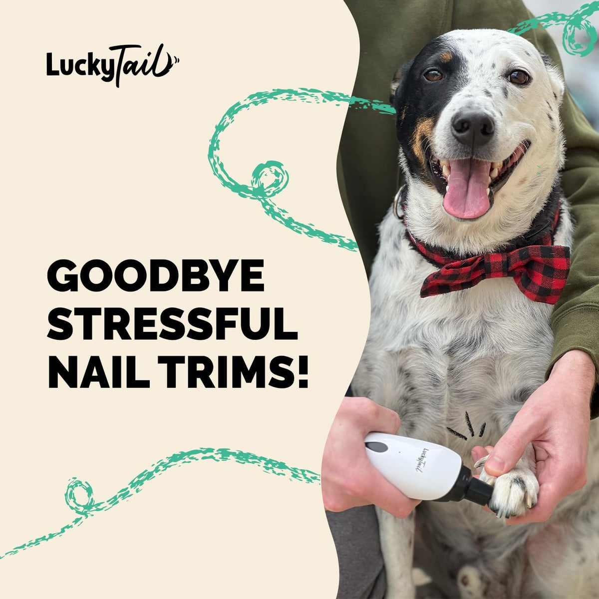 LuckyTail Dog Nail Grinder, Whisper-Quiet, Low-Vibration Trimmer with Light