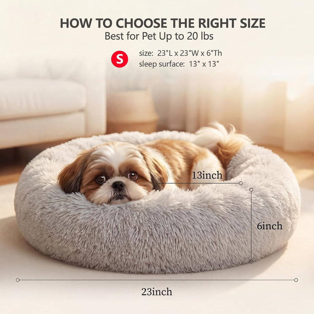 nononfish Comfortable Donut Dog Bed for Small Dogs,Plush Pet Bed