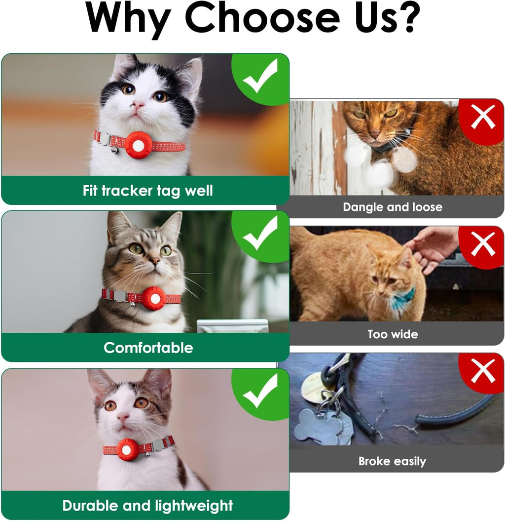 Cat Tracker, MINI Pet Tracker for Cats, Cat GPS Tracker Compatible with Apple Find My App(Only iOS), Real-Time Tracking, Precise Positioning,No Monthly Fee,Long-Life Battery, Smart Alerts,Red
