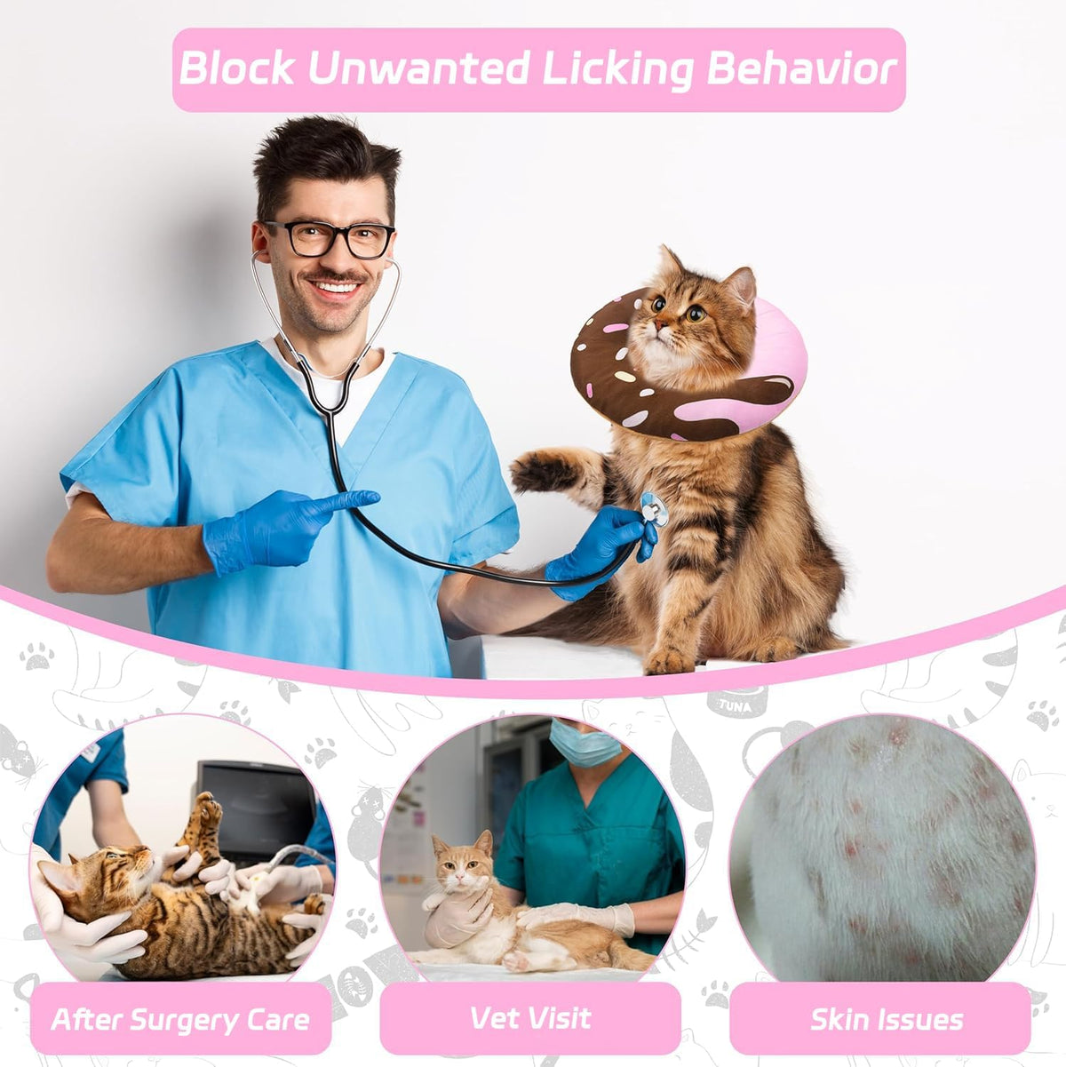 Seyezo Cat Cone Collar Soft, Adjustable Recovery Collar, Chocolate, Small