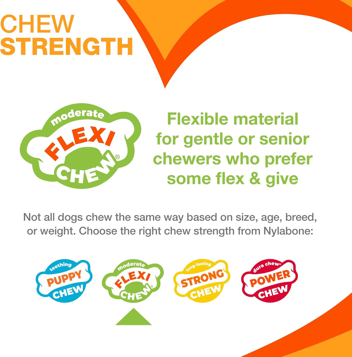 Nylabone Flexi Chew Gumabone Dog Chew Toy, Chicken Flavor, X-Large | Flexible material, gentle on teeth, x-large breeds, freezable, bouncy, great for seniors, for dogs 50+ lbs