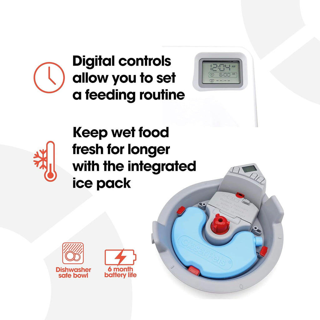 Cat Mate C300 Automatic Digital Pet Feeder for Dogs and Cats BPA and BHT Free with Ice Pack