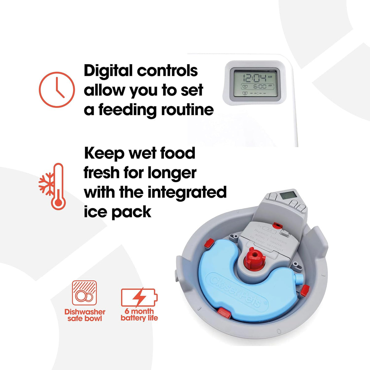 Cat Mate C300 Automatic Digital Pet Feeder for Dogs and Cats BPA and BHT Free with Ice Pack