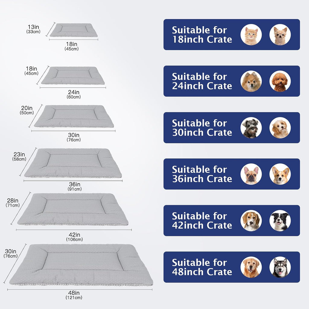 Dog Bed Mat, Crate Pad Reversible,Soft Kennel Washable Crate Mat (Cool and Warm),Pet Sleeping Mattress for Small Medium Dogs XB009 (18''x13'',Corn Velvet Grey)
