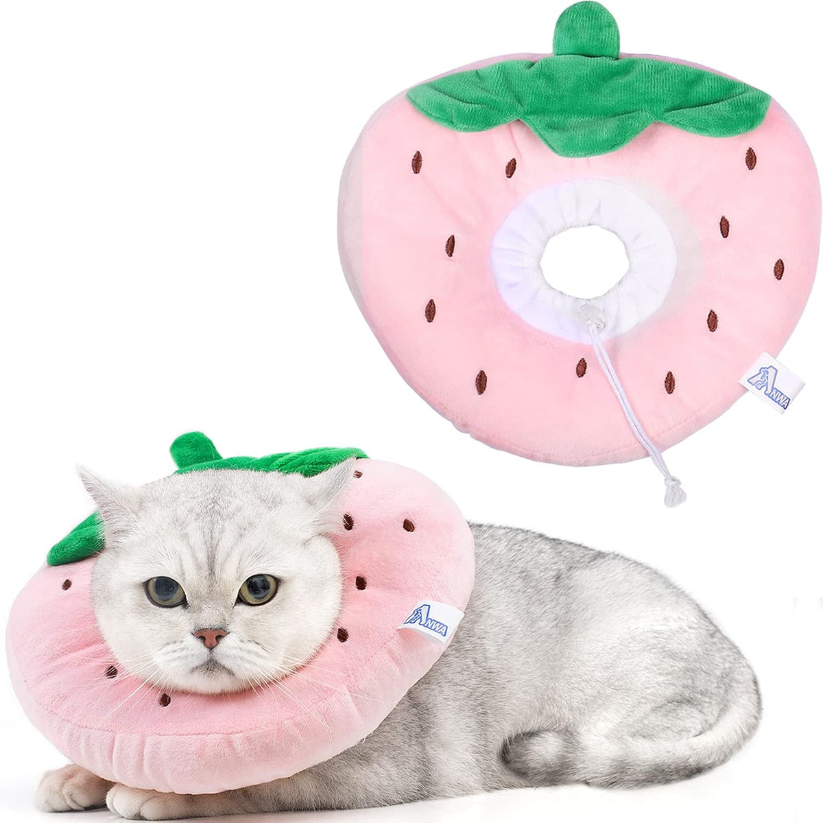 ANWA Adjustable Cat Cone Collar Soft, Cute Cat Donut Collar After Surgery
