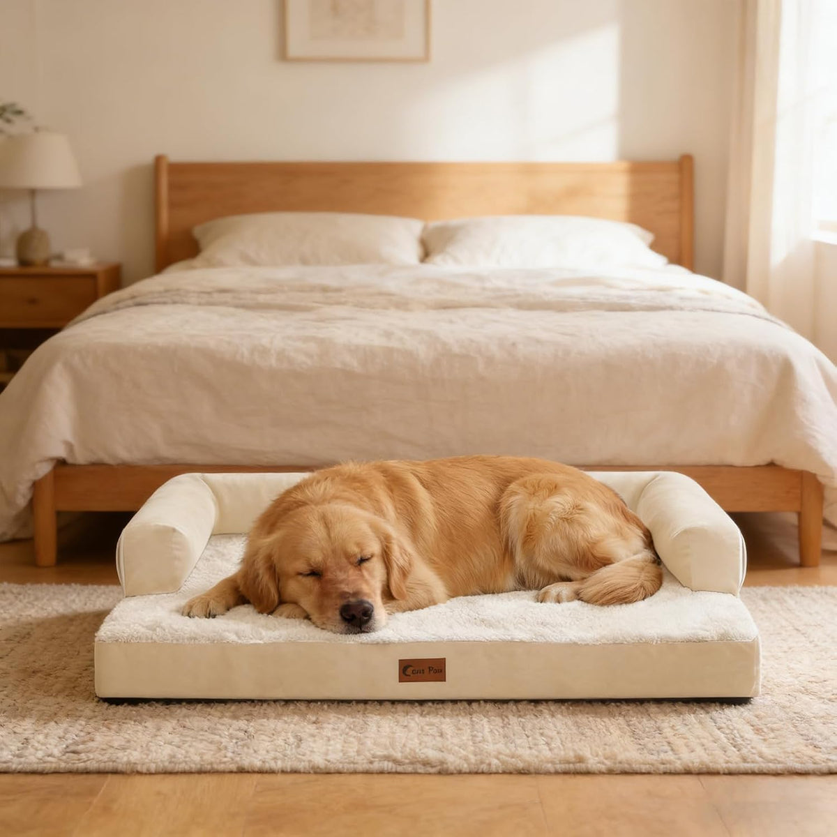 Waterproof Orthopedic Dog Bed for Extra Large Dogs, 41x27in, Beige