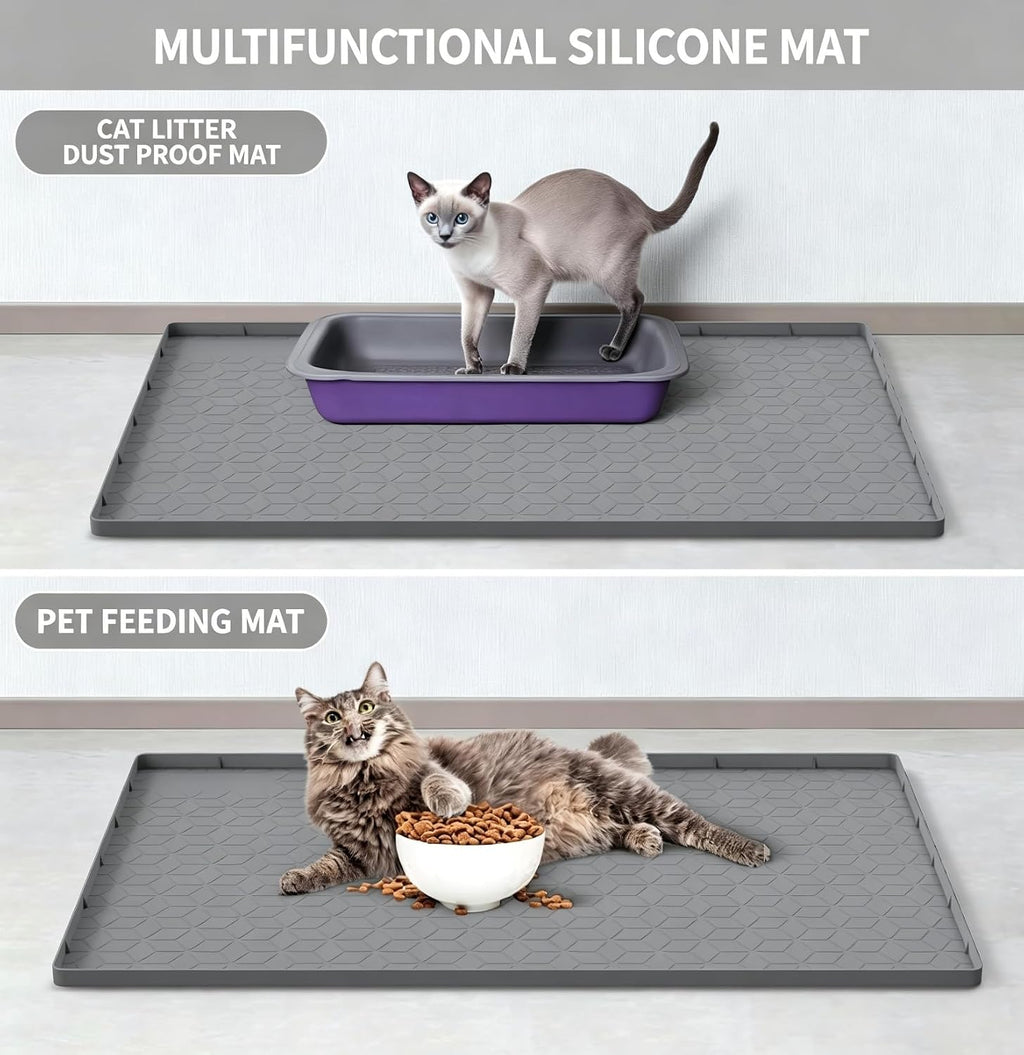Cat Litter Mat 34" X 22", Washable Silicone Litter Box Mat