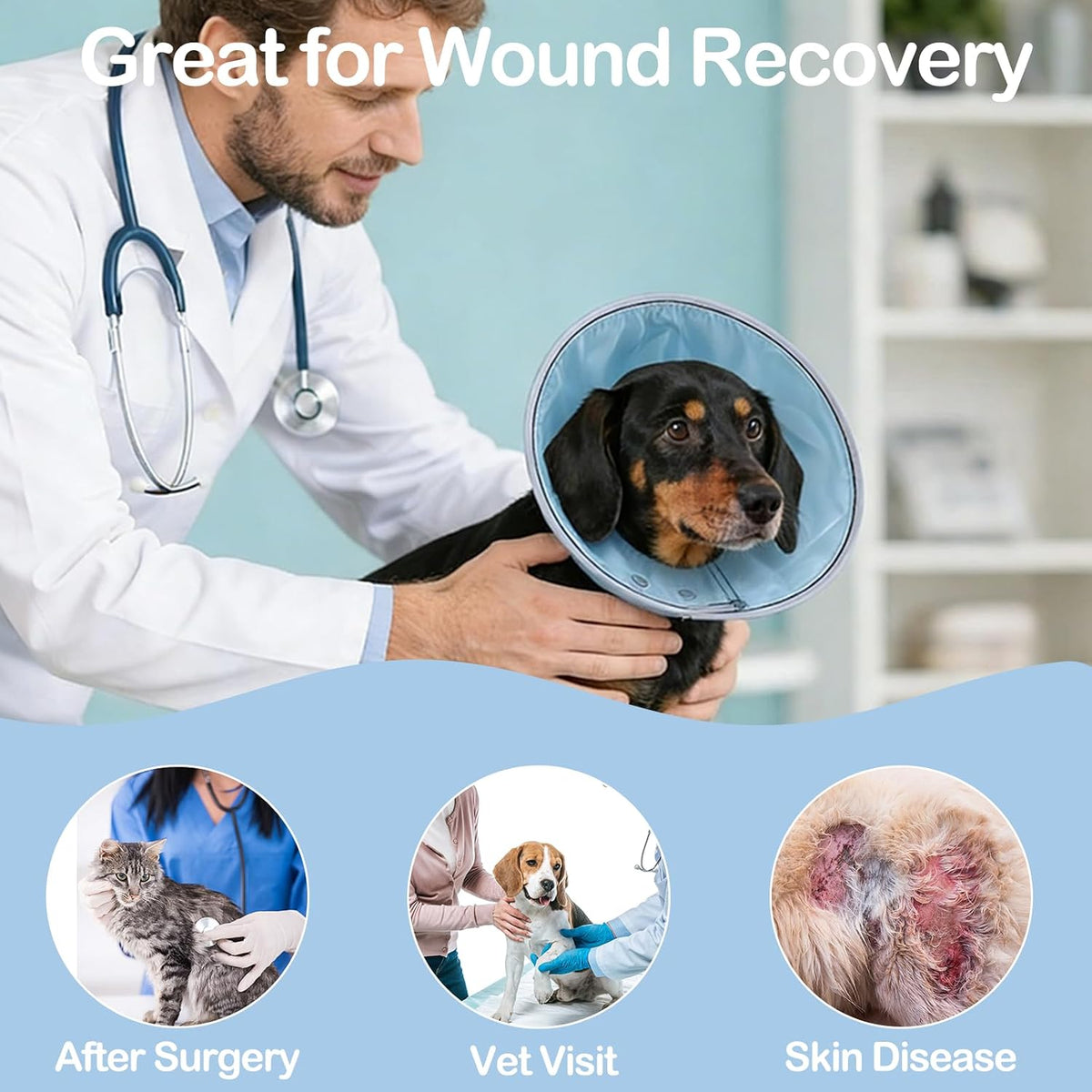 Soft Dog Cone for Small Dogs & Cats, Comfy Dogs Recovery Collar After Surgery, Adjustable E Collar Alternative to Stop Licking, Protective Pets Cones for Pup&Kitty, Comfortable Dog Cones