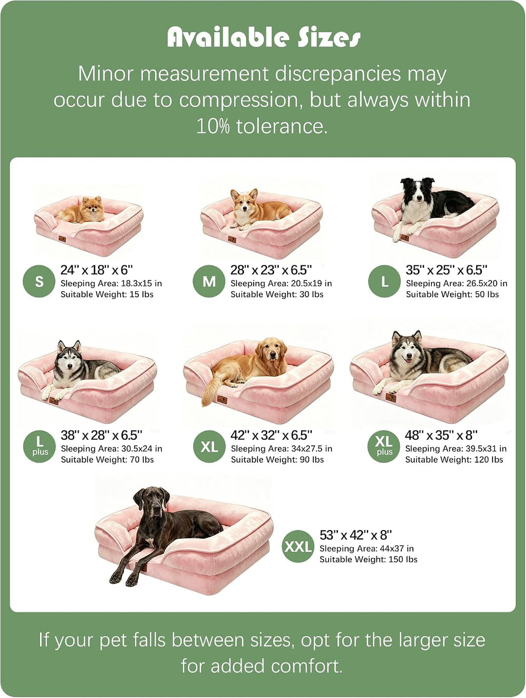 Spotted Play Orthopedic Dog Bed with Sides - Sofa Beds for Small Dogs, Supportive Foam Pet Couch Bed with Washable Removable Cover, Waterproof Lining and Non-Slip Bottom, Pink - S