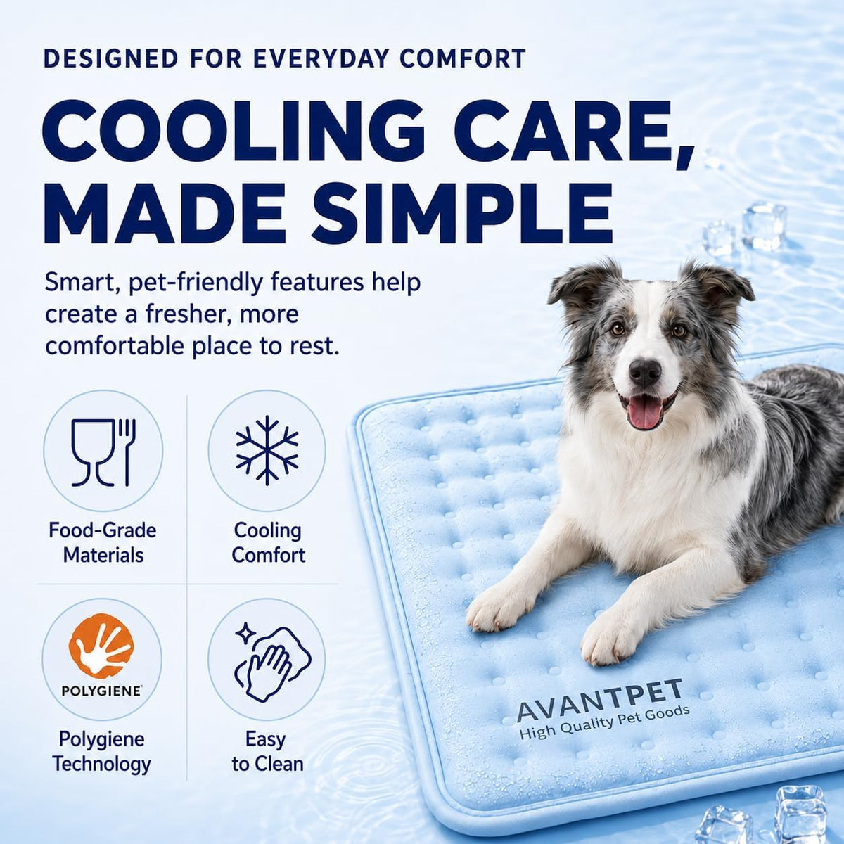 Non-Toxic Gel Cooling Mat for Dogs Medium 23.6x19.7 in, Light Grey