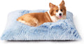 EHEYCIGA Fluffy Dog Crate Bed for Large Dogs, Plush Faux Fur Pad, Blue