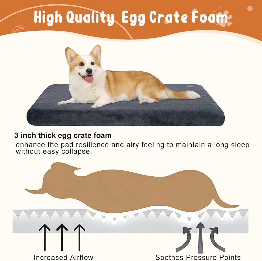 EMPSIGN Dog Bed Mat Crate Pad Mattress, Ultra Soft Pet Kennel, Grey, M