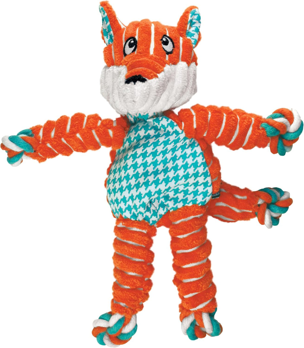 KONG Floppy Knots Rope and Plush Dog Toy, Fox, Medium/Large | Knotted Rope & Plush Toy with Minimal Stuffing & a Squeaker, Great for Teething, Tugging & Lively Play