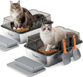 2 Pack Stainless Steel Litter Box - XXL Cat Litter Box