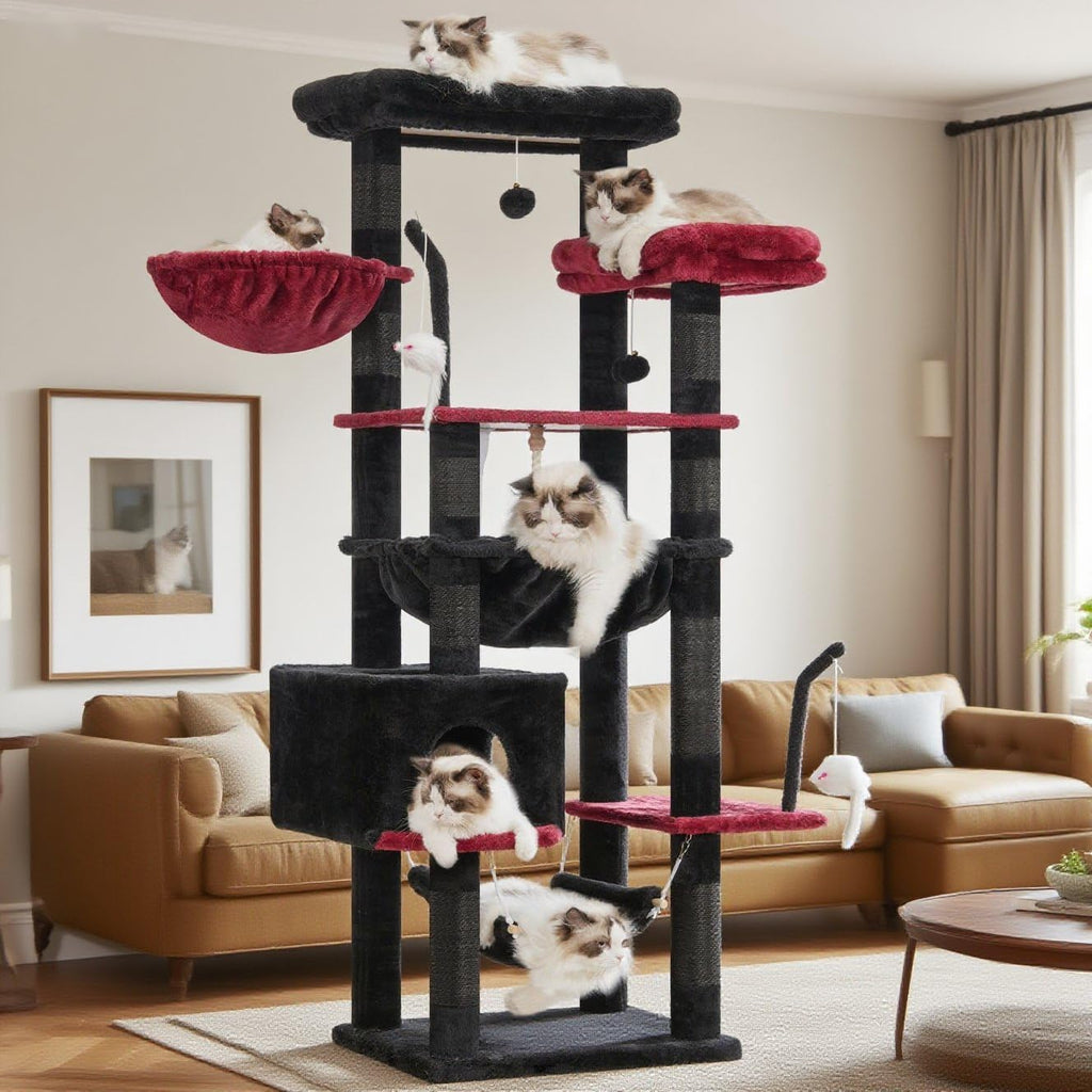Gitelsnour Cat Tree, 63'' Cat Tower for Large Cats, Big Hammock GCT020BR