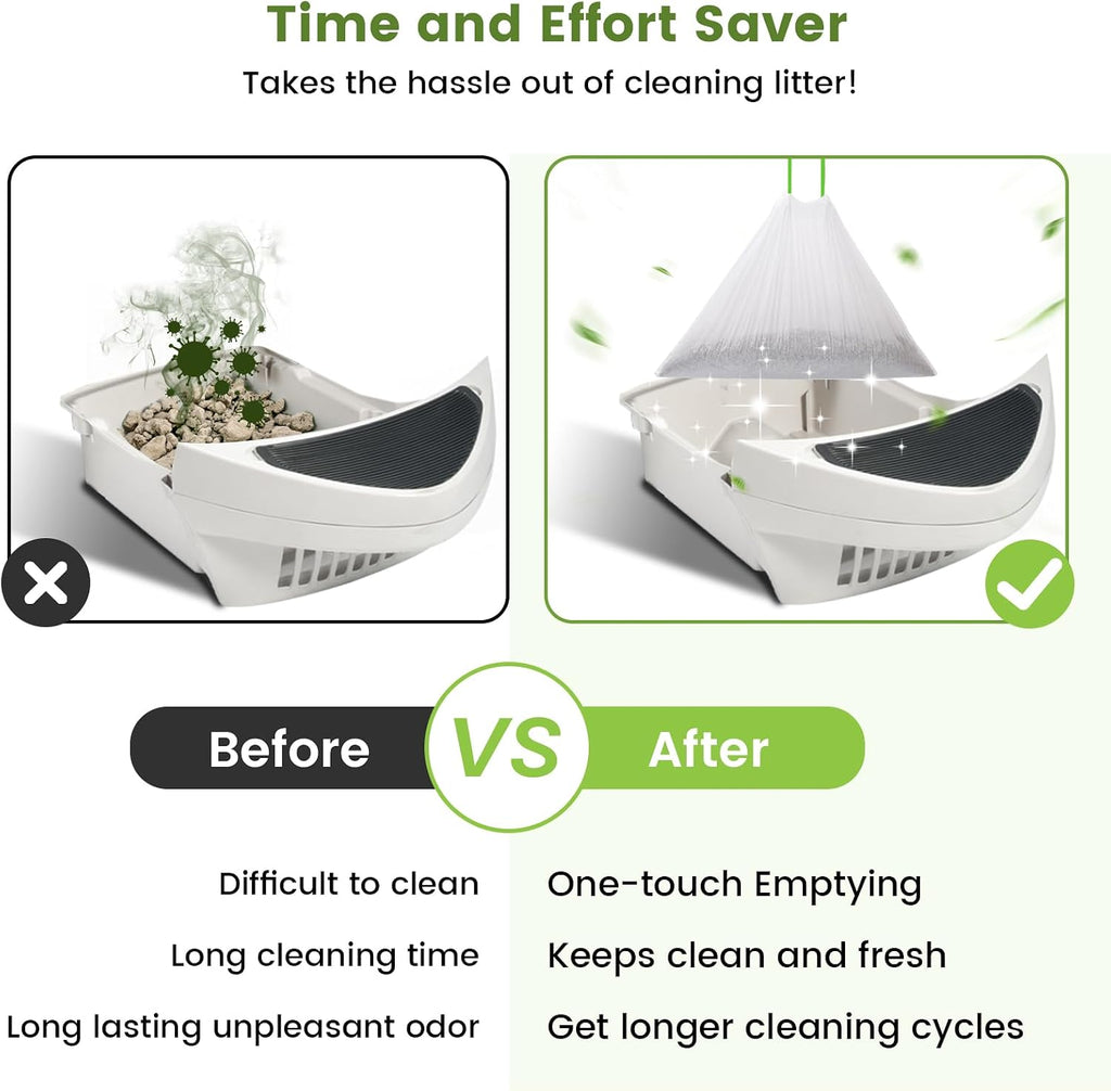 PETOCAT Cat Litter Liner Bags Compatible with Litter Box Robot 3, 4 and Most Self-Cleaning Litter Boxes, 67 Count drawstring Kitty Automatic Waste Drawer Liners, Disposable Pet Trash Replacement Bags