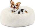 Bunlitent 20 inch Calming Dog Bed, Donut Dog Bed for Small Sized Dog, White