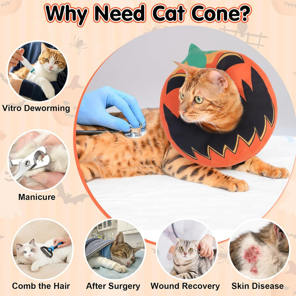 BEAUTYZOO Cat Cone Collar Soft, Waterproof and Anti-Licking, Halloween
