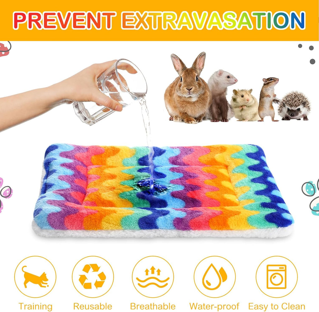 Haull 4 Pcs Waterproof Guinea Pig Bedding Mat, Rainbow, 13 x 10