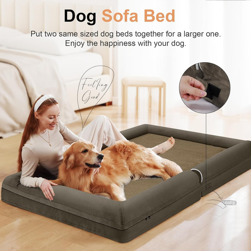 NANUYA Orthopedic Dog Bed for XX-Large Dogs, 44 x 34 Inch, Brown