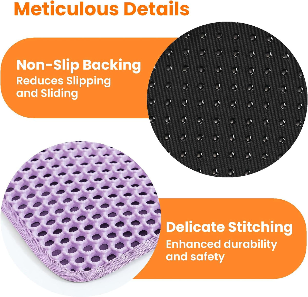 Cat Litter Mat, Double Layer Honeycomb Litter Box Mat | 24x18”, Efficient Litter Trapping, Easy to Clean, Waterproof, Non-Slip, Soft on Paws, Scratch Resistant, Purple, Large