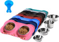 Hubulk Pet Dog Bowls 2 Stainless Steel Dog Bowl with No Spill Non-Skid Silicone Mat + Pet Food Scoop Water and Food Feeder Bowls for Feeding Small Medium Large Dogs Cats Puppies (Large, Pink) 