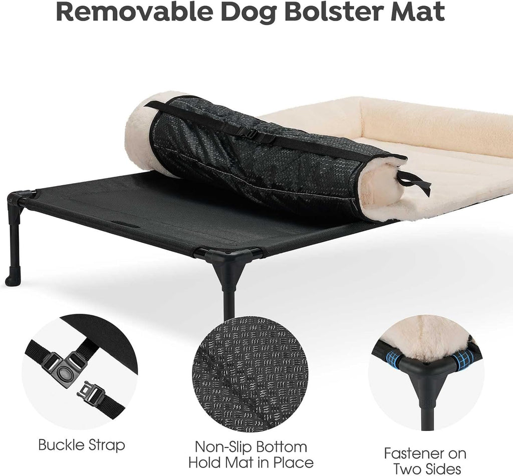 Veehoo Elevated Dog Beds Large Sized Dog with Fluffy Plush Bolster Cushion