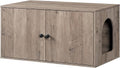 HOOBRO Cat Litter Box Enclosure, Hidden Litter Box Furniture with Side Entry, Litter Box Cabinet, Indoor Cat House, End Side Table, 31.5"L x 17.7"W x 16.3"H, for Living Room, Bathroom, Greige BG40MW01